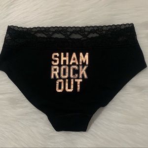 NWT Victoria Secret Irish Shamrock Black Panty M